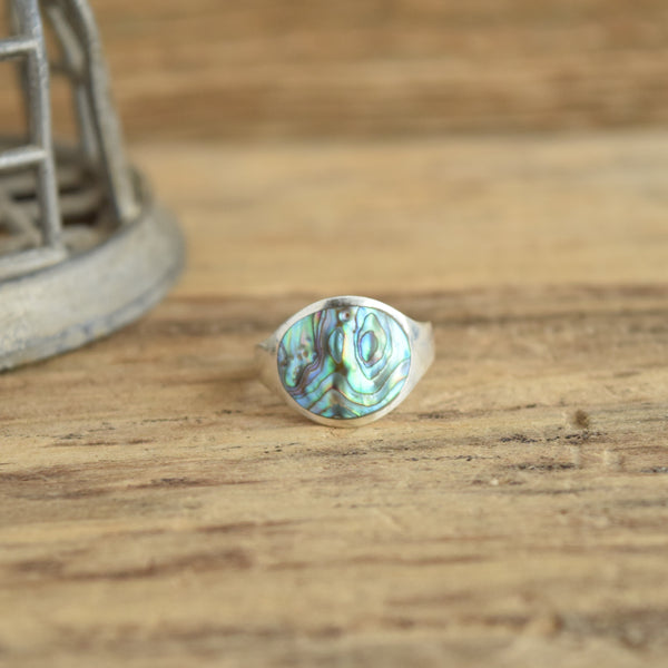Abalone Sterling Silver Ring size 8